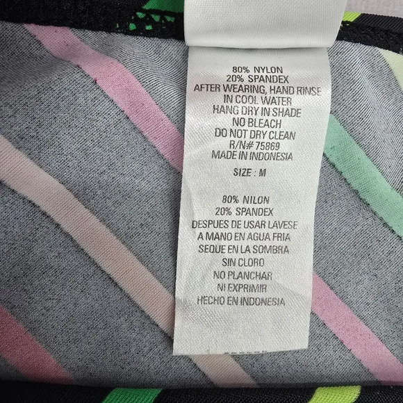 Malibu Dream Girl Black Red Pink Stripe Cheeky Bikini Bottom Swimwear M Medium - Picture 7 of 8